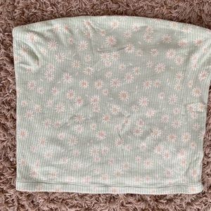 Green floral tube top